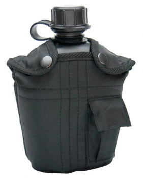 US-Feldflasche (1L) mit Tasche, schwarz